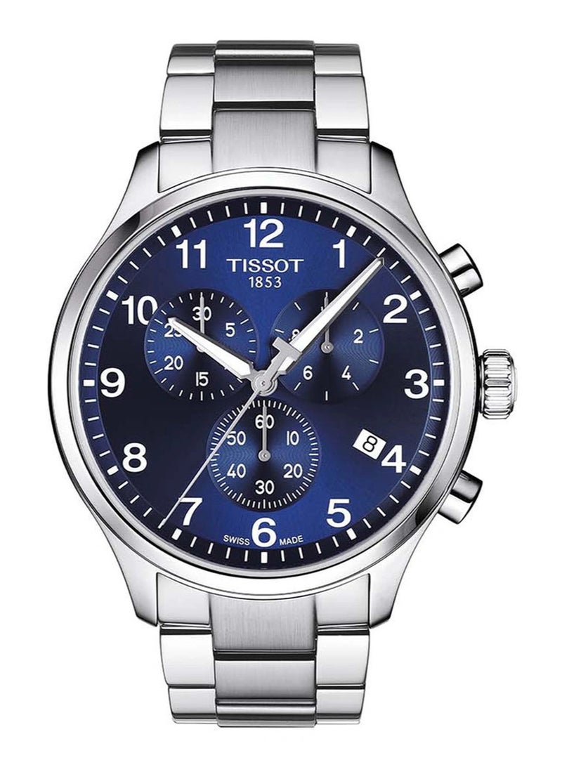 TISSOT Chrono XL Classic Blue Dial Silver Steel Strap Watch for Men T116.617.11.047.01 - Image 1
